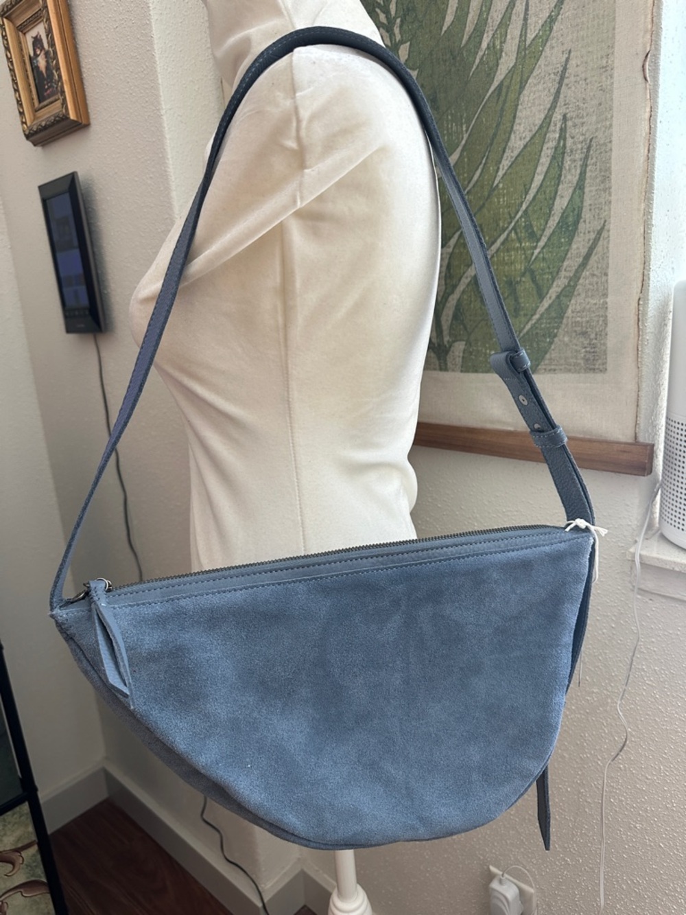The Sak Large Tess Suede Crescent Sling Crossbody in Maritime Blue - Picture 2 of 10